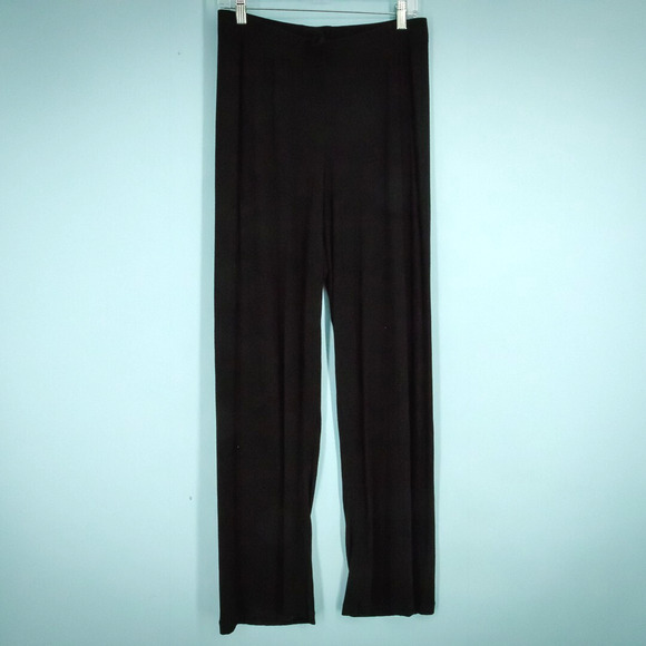Skims Size Medium M Black Ribbed Knit Pull On Straight Leg Lounge Pajama Pants - Picture 1 of 5